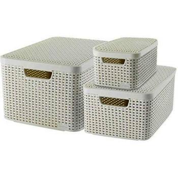 Curver, Panier de rangement, Style et couvercle, 3 pièces, blanc, Référence: 240652 (duplicate)