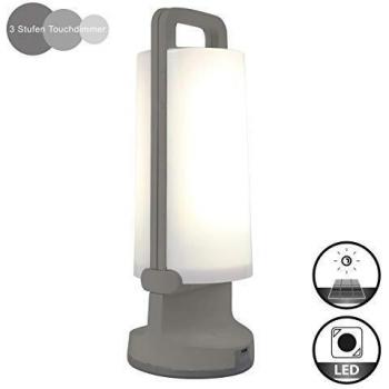Lampada LED per esterni con pannello solare integrato e USB, di Lutec Dragonfly, grigia