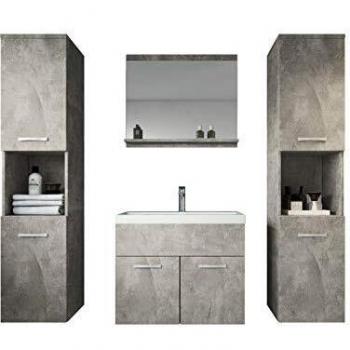 Montreal XL Suite de Baño con Espejo, Armarios Laterales y Acabado Gris Hormigón