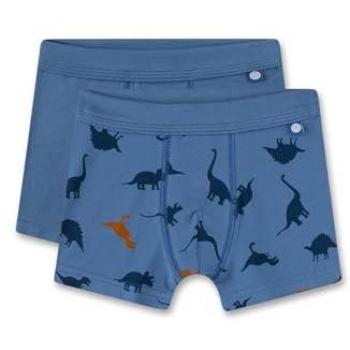 Sanetta Jungen‑Unterhosen 2er-Pack – Größe 128, blaues Dino-Muster