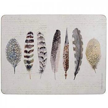 Sets de 6 sous-verres en liège design plumes multicolore