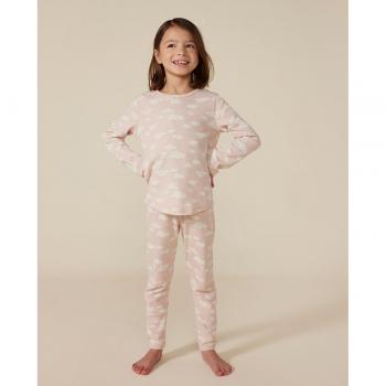 Pijama de algodón con estampado de nubes y corazones para niños Petit Bateau