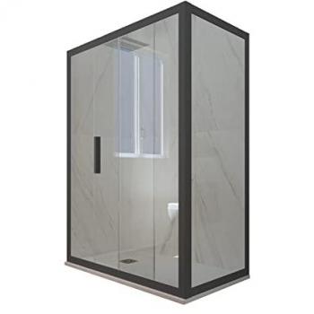 Cabine de douche 70x100 cm H 200 PVC Anthracite Verre Transparent Deco Duo
