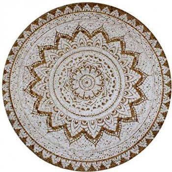 VidaXL Round Braided Jute Printed Area Rug 90 cm