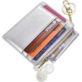 Ehsbuy Slim RFID Blocking Leather Wallet with Zipper Coin Purse for Women & Men