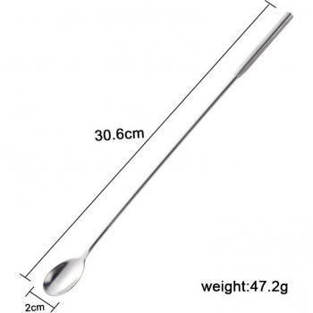 Cuillère à Cocktail en inox 304, 12 pouces, 7 couleurs