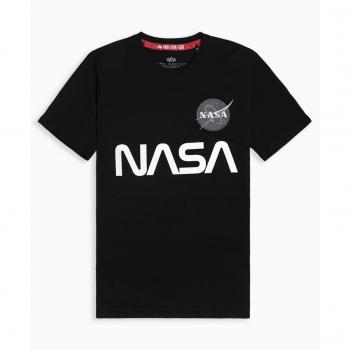 Alpha Industries XL Black T-Shirt with Reflective NASA Logo