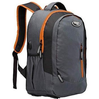 Sac à dos enfant 35L, gris-orange avec port USB