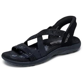 Skechers Reggae Slim Summer Sparkle Vegan Black Slip‑In – Women’s 9