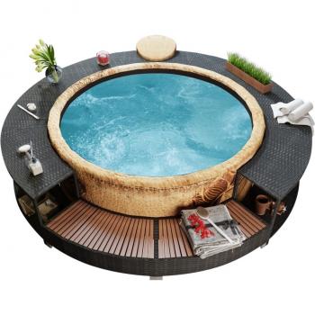VidaXL Bordo per Vasca da Spa in Polyrattan Nero