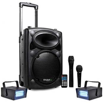 DJ PA Fête Soirée Ibiza Port10VHF‑BT – Karaoké Mobile 500 W, USB/MP3 + 2 Mini Strobes Lytor