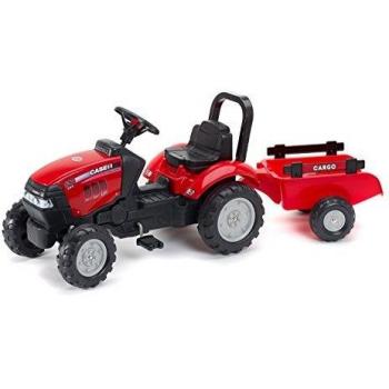 Les Petits Bâtisseurs – Tracteur à pédales Case IH 961B, Remorque, Couleur rouge