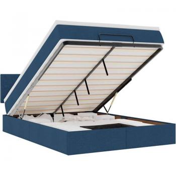 Letto Puf con Materasso Blu 140x190 cm in Tessuto