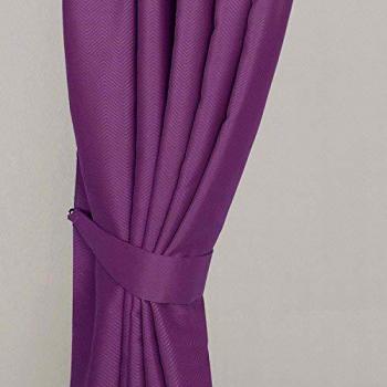 Homescapes Aubergine Herringbone Chevron Curtains Tie Backs Pair
