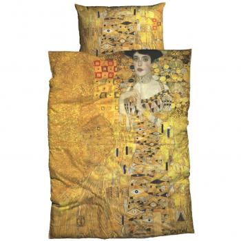 Mako-Satin Bettwäsche Adele Bloch Gold 155 x 220 cm + 80 x 80 cm