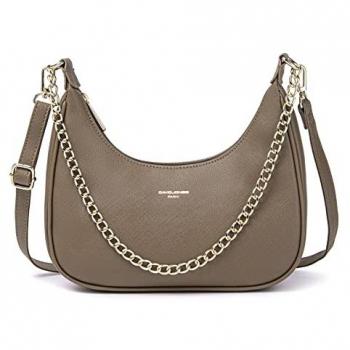 Cuir PU sac à main David Jones – forme banane, couleur taupe
