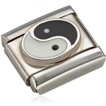 Nomination Composable Yin Yang in Acciaio e Argento