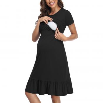 Robe décontractée Liu & Qu pour femmes enceintes – manches courtes, volants