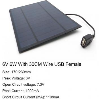 Cargador Solar con Salida USB 6V