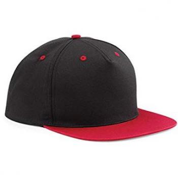Beechfield 5-Panel Snapback Cap Schwarz/Surf Blau