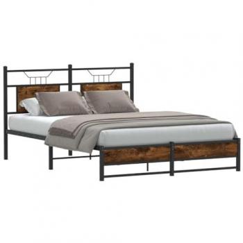 Bed Frame in Smoked Oak, 140x190 cm – Engineered Wood, vidaXL