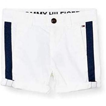 Tommy Hilfiger Pantaloncini TH Cool Tape, Bianco, 8-9 Anni
