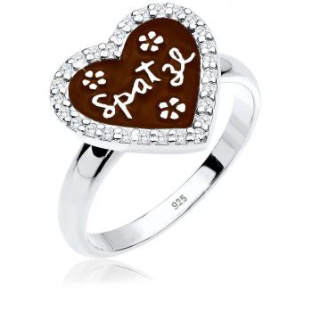Elli Herzspatzl Ring – 925 Silber, Zirkonia‑besetzt, für Damen