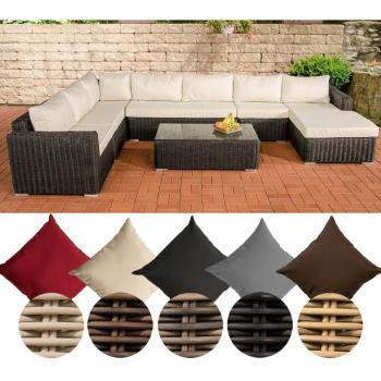 Polyrattan‑Tessera Outdoor‑Set: Ecksofa, Tisch & Chaiselongue (Schwarz/Cremeweiß)