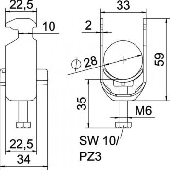 A2 One-Piece Strut Clamp 22-28mm