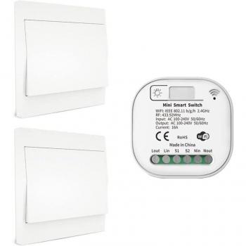 Interrupteur de lumière avec télécommande RF433 et WiFi, kit de 2 interrupteurs et 1 récepteur