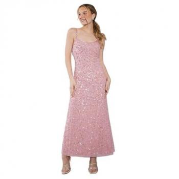 Oasis Embellished Neckline Sequin Maxi Dress