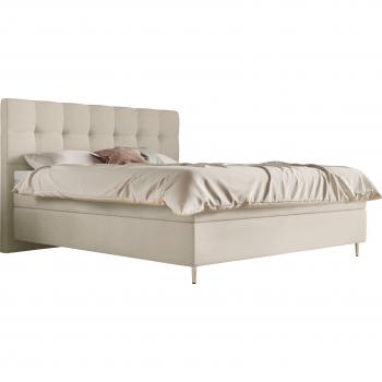 Schlaraffia Aida Komplettbett – GELTEX Next Topper, Chrommetallfuß, niedriges Kopfteil, Ivory Leatherlook