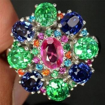 Oval Multilevel Floral Ring for Women