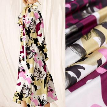 Tela de Crepe de Chine Estampada 140CM Ancho 17MM para Vestidos y Faldas E1084