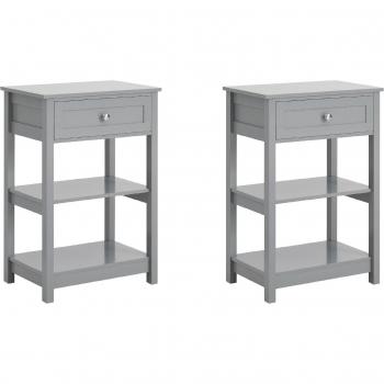 Mesas Auxiliares Dobles con Cajón – Diseño Gris 45x30x68