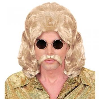 Blond Discothèque – Perruque avec Moustache 70