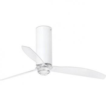 Plafonnier ventilateur Tube DC blanc, diffuseur en verre 48,4 cm