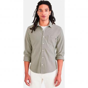 Dockers Camisa slim fit de hombre de manga larga en tejido de punto tipo piqué