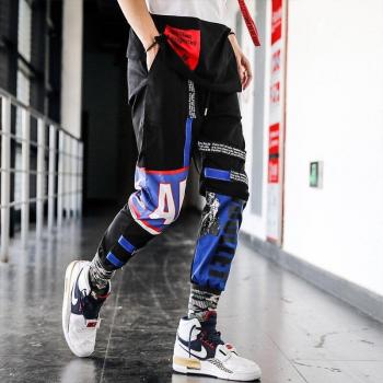 Men's Black Cargo Print Trousers