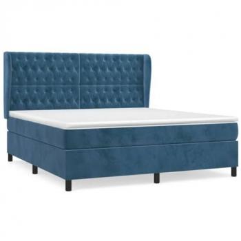 Lit Boxspring avec Matelas en Velours Bleu Foncé 160x200 cm