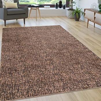 Tapis de chambre moderne beige shaggy 160 cm rond