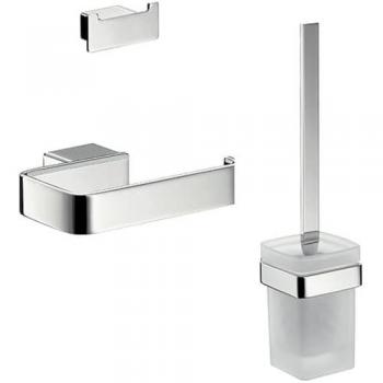 Emco Loft kit WC chromé, porte-papier sans couvercle, brosse de toilette et crochet double