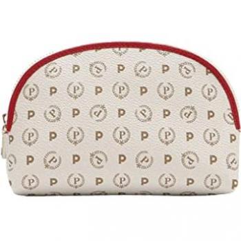 Pochette donna Pollini avorio e rosso con cerniera