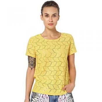 Chemisier jaune à manches longues – style loose, Jacquard lace