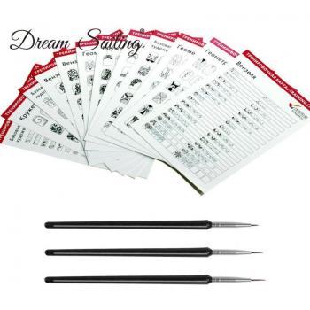 Nail Art Practice Template Set with Brushes