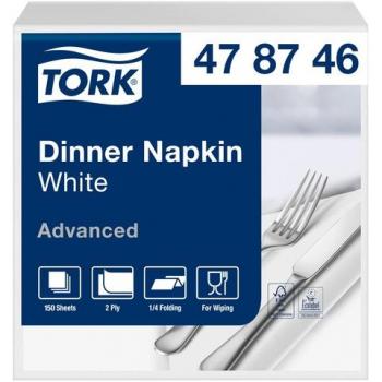 Dinerservet Tork 2-laags 1/4-vouw 150st wit