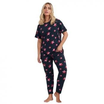 Tapisserie de Pyjamas Taperée Yours Curve – Bleu, 100 % Coton (34‑36)