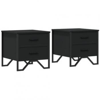 Ensemble de 2 tables d'appoint pour lit noir en bois d'ingénierie 40x41x40 cm
