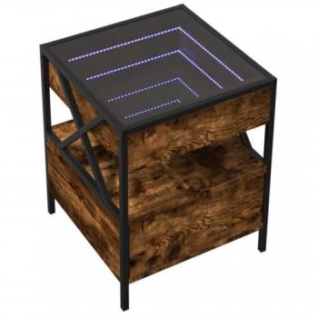 Bureau Basse LED Infinity Chêne Fumé Vidaxl 40x40x51 cm