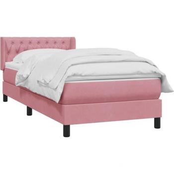 Boxspringbett von VidaXL, rosa, 100 × 210 cm, Samt‑Bettwäsche + Matratze